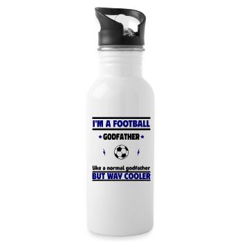 Fußball-Pate, viel cooler als ein normaler Pate - Trinkflasche mit integriertem Trinkhalm - Weiß - Rechts