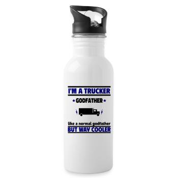 I'm a godfather truck driver, much cooler - Water bottle with straw - white - Right