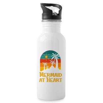 Mermaid at Heart Ocean Beach Lover Sea Swimming - Water bottle with straw - white - Right
