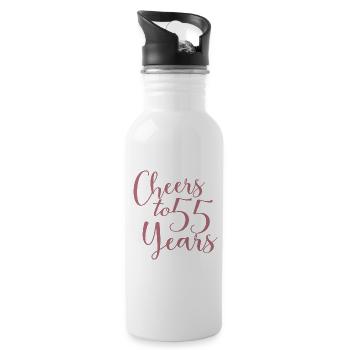 Prost auf 55 Jahre 55. Geburtstag - Trinkflasche mit integriertem Trinkhalm - Weiß - Rechts
