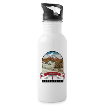 Vorarlberg Fontanella Österreich Souvenir - Trinkflasche mit integriertem Trinkhalm - Weiß - Rechts