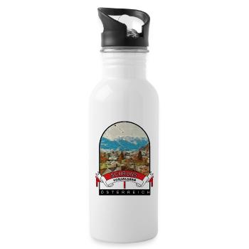 Vorarlberg Schruns Österreich Souvenir - Trinkflasche mit integriertem Trinkhalm - Weiß - Rechts