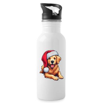 Golden Retriever Weihnachtsgeschenke - Trinkflasche mit integriertem Trinkhalm - Weiß - Rechts