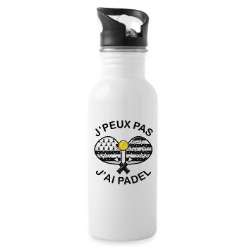 J'peux pas j'ai Padel Bretagne Humour Padeliste - Gourde avec paille intégrée - blanc - Droite