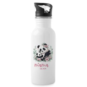 Mama est 2024 I Panda Bear Mum I First Time Mom - Water bottle with straw - white - Right