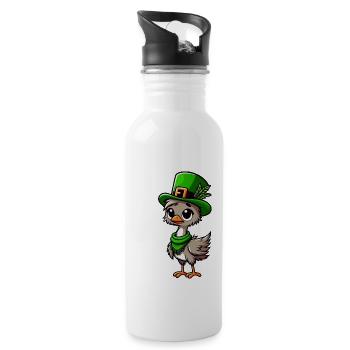 St. Patrick's Emu & Maine Coon - Water bottle with straw - white - Right