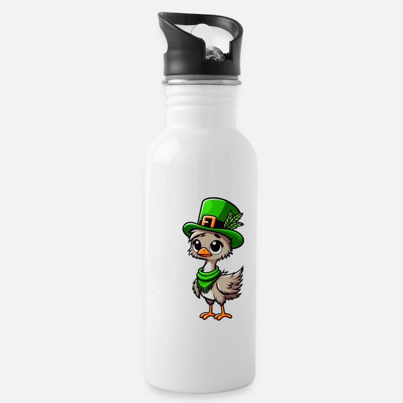 Émeu de la Saint-Patrick et Maine Coon - Gourde avec paille intégrée - blanc