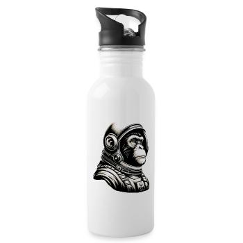 Pensive Monkey Astronaut Cosmos - Water bottle with straw - white - Right