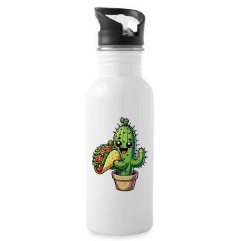 Bande dessinée de restauration rapide Kawaii Cactus Takko - Gourde avec paille intégrée - blanc - Droite