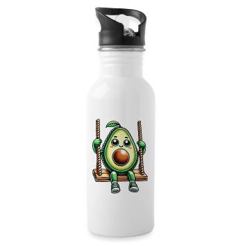 Cute Avocado Swing Playground Cartoon - Water bottle with straw - white - Right