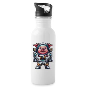 Astronaute Cochon Cosmonaute de l’univers de l’espace - Gourde avec paille intégrée - blanc - Droite