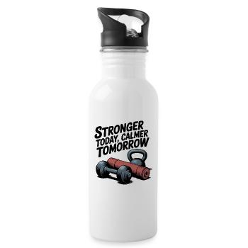 Stronger Today, Calmer Tomorrow – Fit & Zen - Water bottle with straw - white - Right
