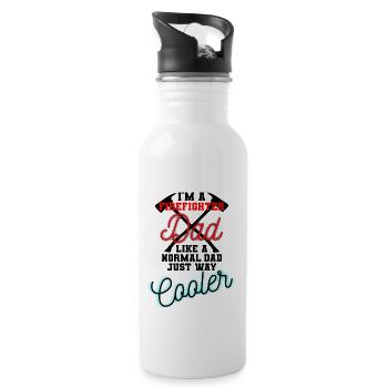 Feuerwehrmann Papa - Trinkflasche mit integriertem Trinkhalm - Weiß - Rechts