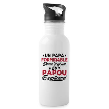 Un Papa Formidable donne un Papou Exceptionnel - Gourde avec paille intégrée - blanc - Droite