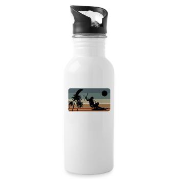 Kitesurfing Geschenkidee Wassersport Spass - Trinkflasche mit integriertem Trinkhalm - Weiß - Rechts