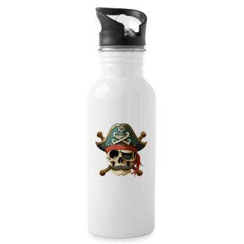 Pirate Captain Skull & Bones - Trinkflasche mit integriertem Trinkhalm - Weiß - Rechts