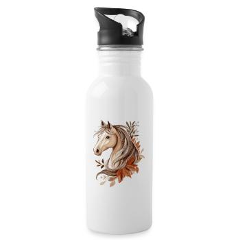 Cheval Automne - Gourde avec paille intégrée - blanc - Droite