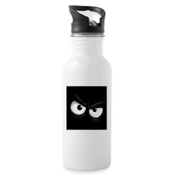 Angry eyes in noir - Water bottle with straw - white - Right