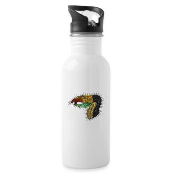 Mandala Tucan color - Water bottle with straw - white - Right