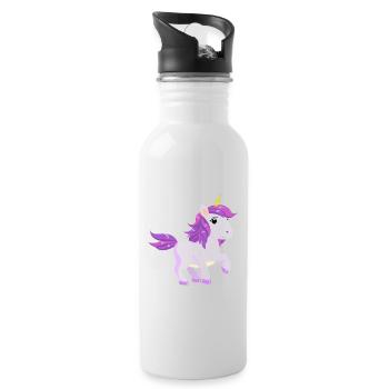 Licorne Licorne Licorne Poussin Paillettes BD - Gourde avec paille intégrée - blanc - Droite