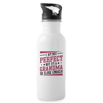 I Am Not Perfect But I’m A Grandma So Close Enough - Water bottle with straw - white - Right