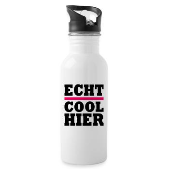 Echt cool hier - Trinkflasche mit integriertem Trinkhalm - Weiß - Rechts
