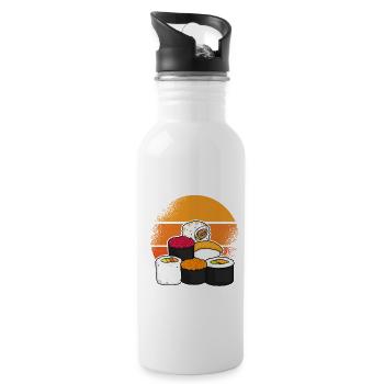 Sushi Weiße Ästhetische Retro-sonne - Trinkflasche mit integriertem Trinkhalm - Weiß - Rechts