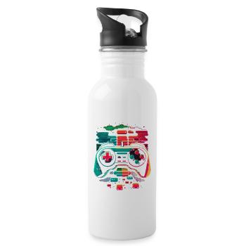 Retro Konsole - Trinkflasche mit integriertem Trinkhalm - Weiß - Rechts