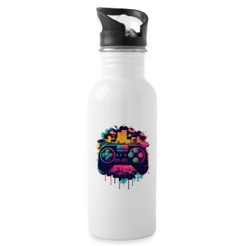 Gaming Konsole - Trinkflasche mit integriertem Trinkhalm - Weiß - Rechts