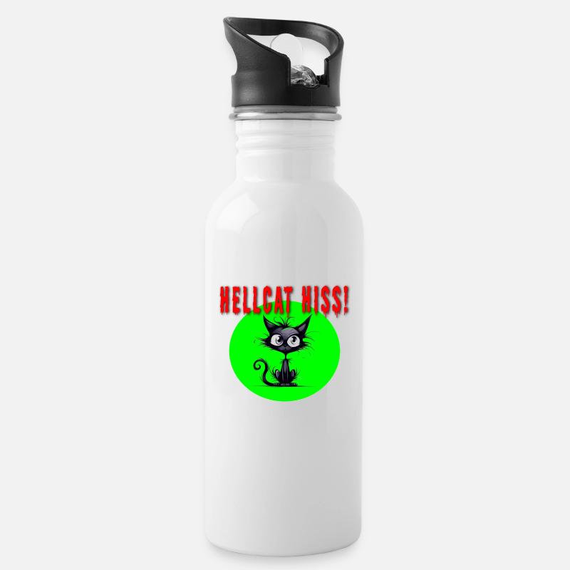 Hellcat Hiss! 2 - Water bottle with straw - white