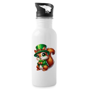 St. Patrick's Day Süßes Eichhörnchen Comic Design - Trinkflasche mit integriertem Trinkhalm - Weiß - Rechts