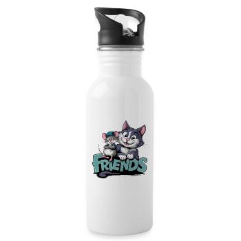 Amitié Amis Chat et Souris Pour Forever - Gourde avec paille intégrée - blanc - Droite
