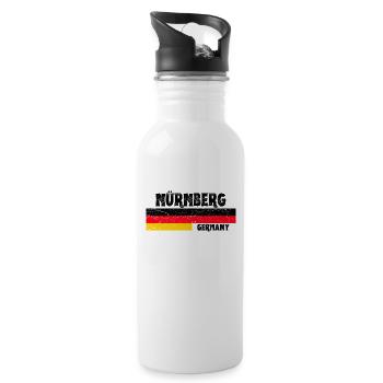 Nürnberg Deutsche Flagge - Trinkflasche mit integriertem Trinkhalm - Weiß - Rechts