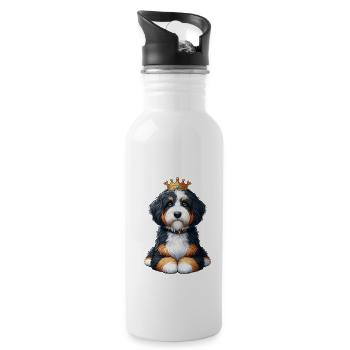 Bernedoodle Dog Crown - Water bottle with straw - white - Right