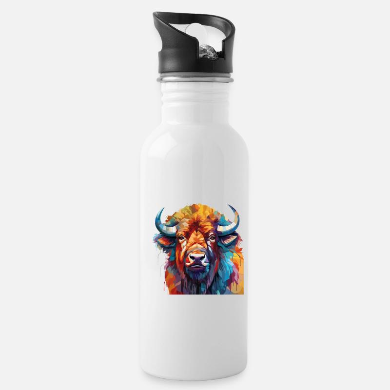 Bison - Gourde avec paille intégrée - blanc