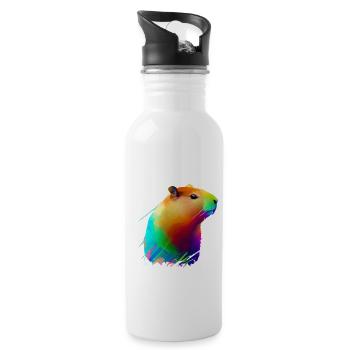 Wasserschwein - Trinkflasche mit integriertem Trinkhalm - Weiß - Rechts