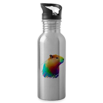 Wasserschwein - Trinkflasche mit integriertem Trinkhalm - Lightsilver - Rechts