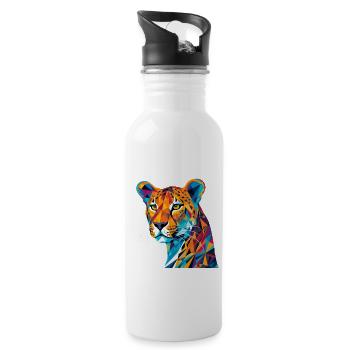 Gepard Cheetah - Water bottle with straw - white - Right