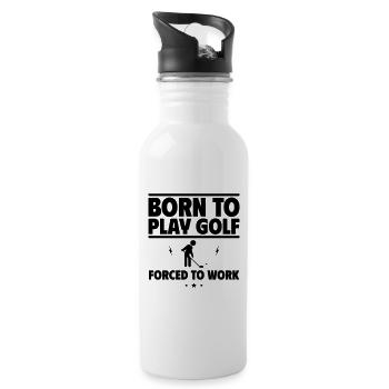 Né pour le golf, forcé de travailler - Gourde avec paille intégrée - blanc - Droite