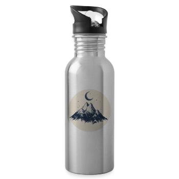 Mountain relief with moon - Water bottle with straw - silver - Right