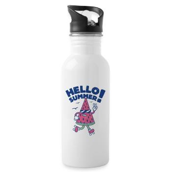 Hello Summer - Watermelon - Water bottle with straw - white - Right