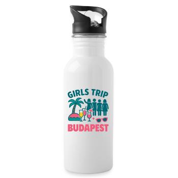 Girls Trip Budapest Party Shirt - Water bottle with straw - white - Right