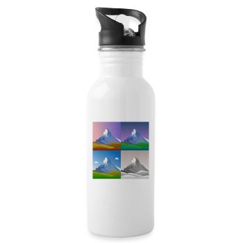 Montagnes colorées, Cervin, Suisse, Alpes, Alpes - Gourde avec paille intégrée - blanc - Droite