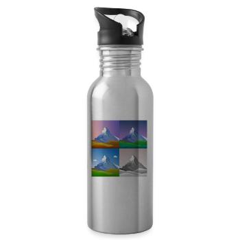 Montagnes colorées, Cervin, Suisse, Alpes, Alpes - Gourde avec paille intégrée - argent clair - Droite