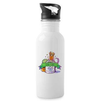Tonic + Hund = Grin Tonic - Trinkflasche mit integriertem Trinkhalm - Weiß - Rechts