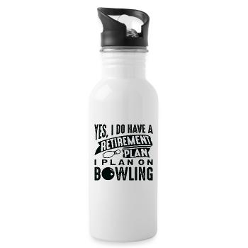 Ruhestandsplan Bowling - Trinkflasche mit integriertem Trinkhalm - Weiß - Rechts