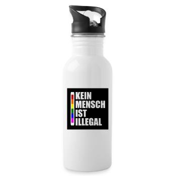 kein millimeter nach rechts - Trinkflasche mit integriertem Trinkhalm - Weiß - Rechts