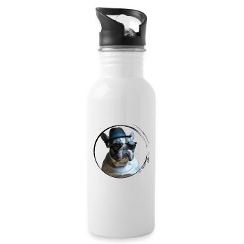 Mignon tyran de style mafia français bouledogue - Gourde avec paille intégrée - blanc - Droite