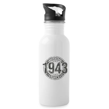Awesome Since Vintage 1943 Retro Birthday - Water bottle with straw - white - Right
