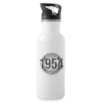 Génial depuis l’anniversaire rétro vintage 1954 - Gourde avec paille intégrée - blanc - Droite